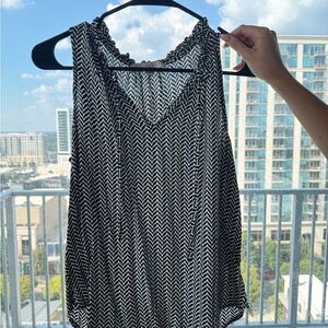 LOFT Black and White Chevron Tank Top